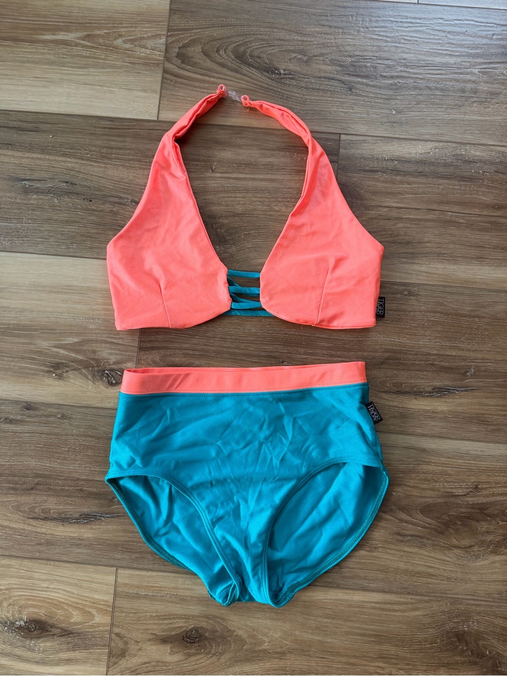 Adult small Tiger Friday EUC Dancewear convention set blue and coral